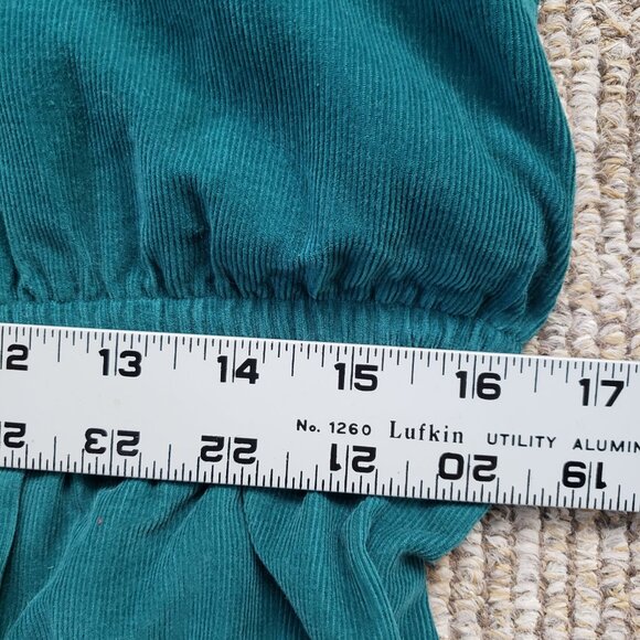 Vintage Corduroy Shirt Dress Small Green Lands' End Cottage Modest USA - Picture 9 of 10